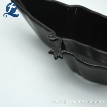 Black Color Raven Shape Ceramic Plate Dish